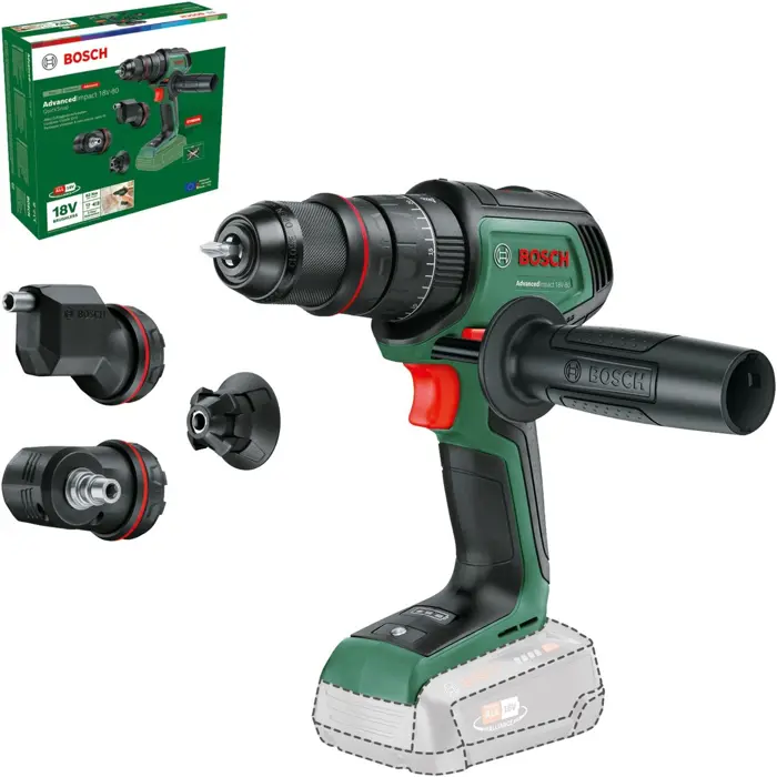 Bosch Powertools cordless impact drill AdvancedImpact 18V-80 QuickSnap Solo (green, without battery and charger, POWER FOR ALL ALLIANCE)
