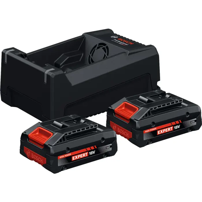 Bosch Powertools EXPERT starter set 2x EXBA 18V-40 + dual-voltage charger GAL 12V/18V-80 (black, 2x Li-ion battery 4Ah, AMPShare Alliance)