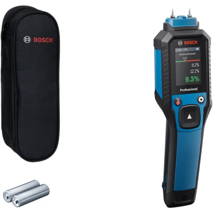 Bosch Powertools wood moisture meter GMP 2-15 Professional (blue/black, 2x batteries, bag)