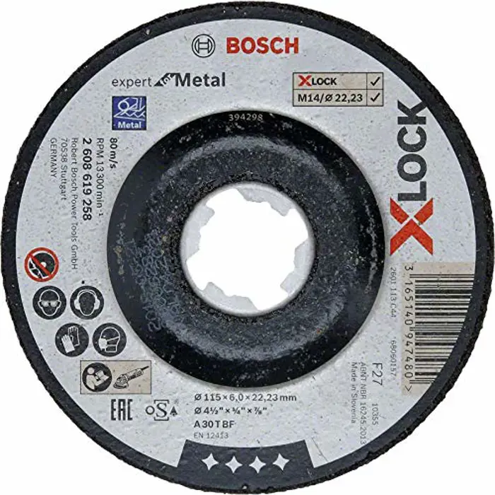Bosch roughing X-LOCK Expert for Metal 115mm cranked grinding wheel (115 x 6 x Length 22.23mm)