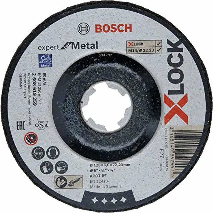 Bosch roughing X-LOCK Expert for Metal 125mm cranked grinding wheel (125 x 6 x Length 22.23mm)