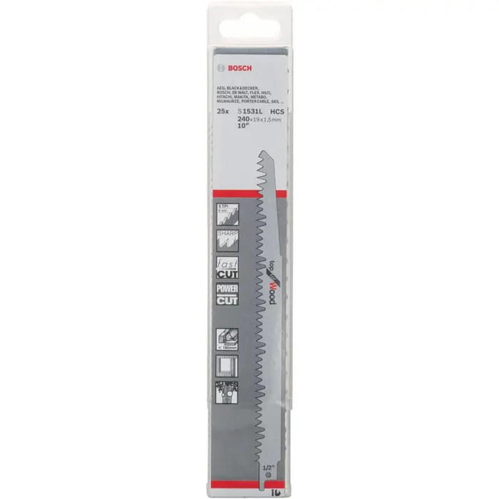 Bosch saber saw blade S 1531 L Top for Wood, 240mm (25 pieces)