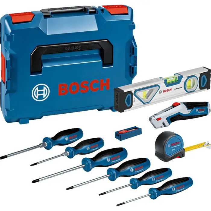 Bosch screwdriver and hand tool set, 19 pieces, pliers set (blue, L-BOXX 102)