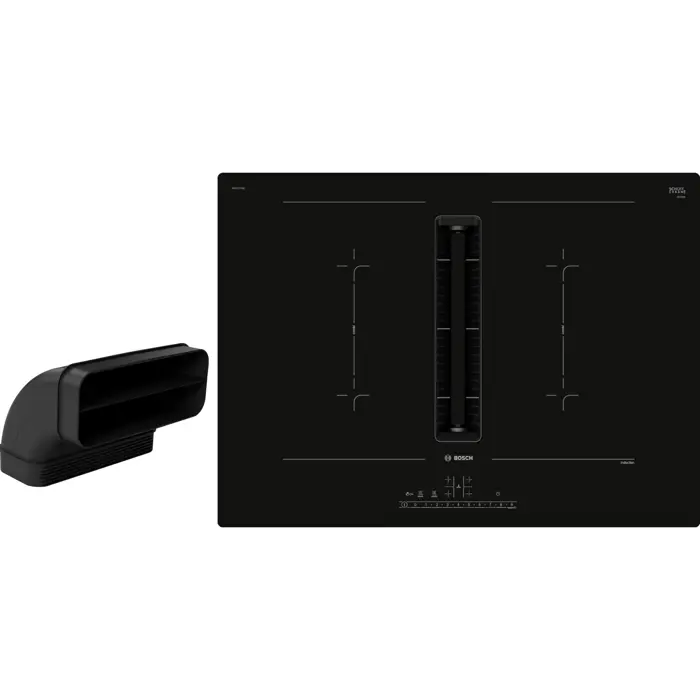 Bosch Set PVQ711GA7 (PVQ711F15E + HEZ9VDSB2), independent hob (black, 70 cm, with integrated extractor hood)