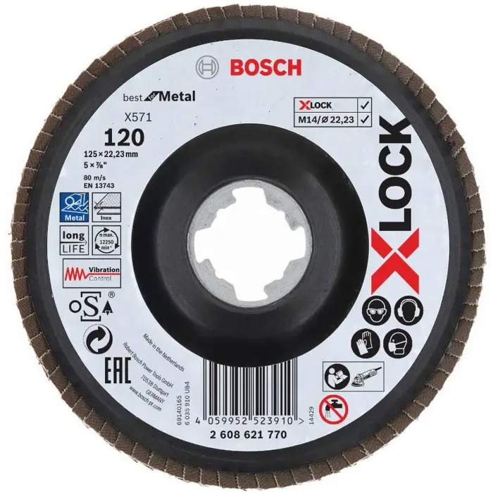 Bosch X-LOCK serrated lock washer X571 Best for Metal, O 125mm, grinding disc (K120, angled version)