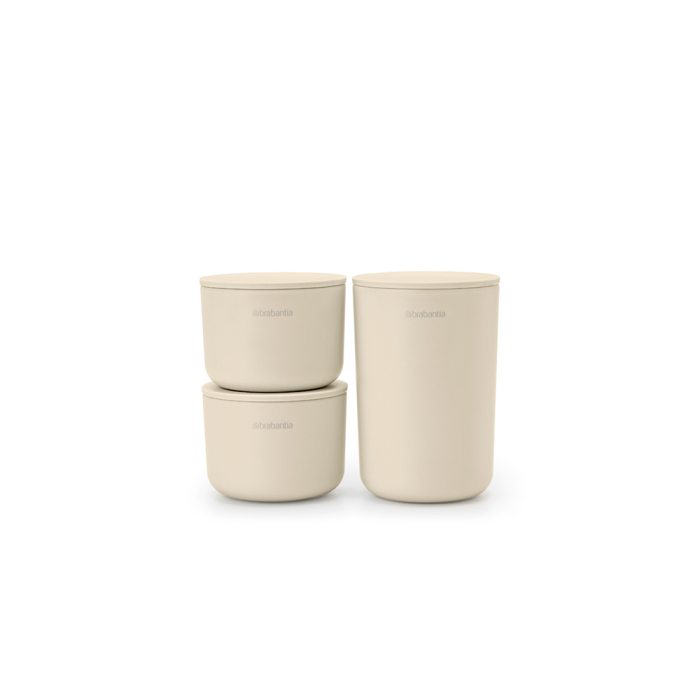 Brabantia set of 3 pots for the bathroom, beige