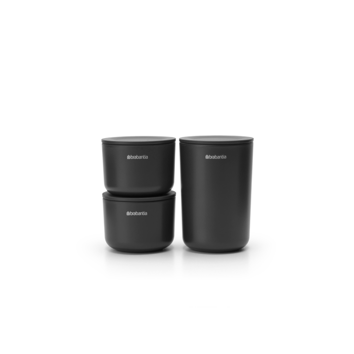 Brabantia set of 3 pots for the bathroom, gray