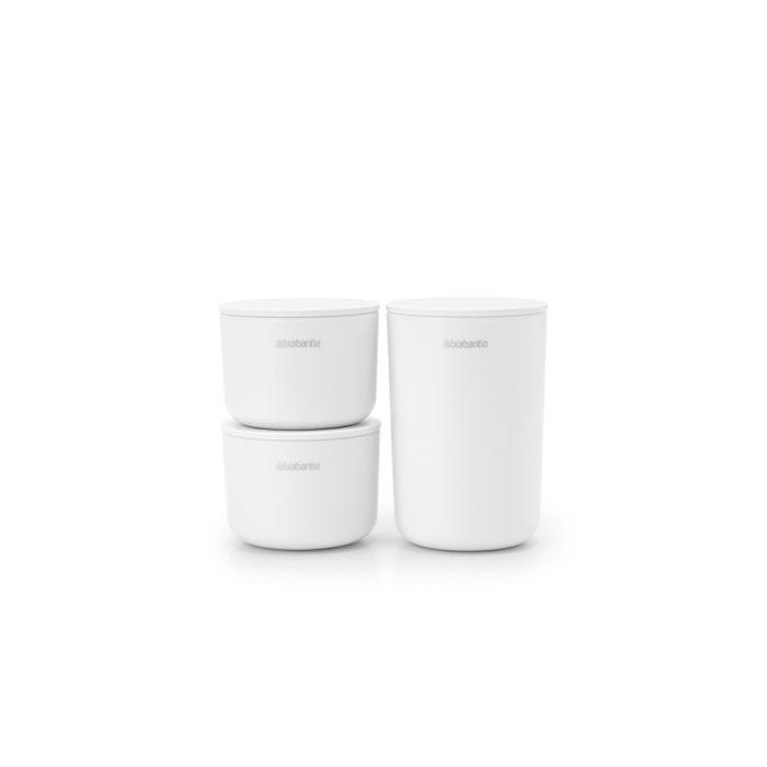 Brabantia set of 3 pots for the bathroom, white