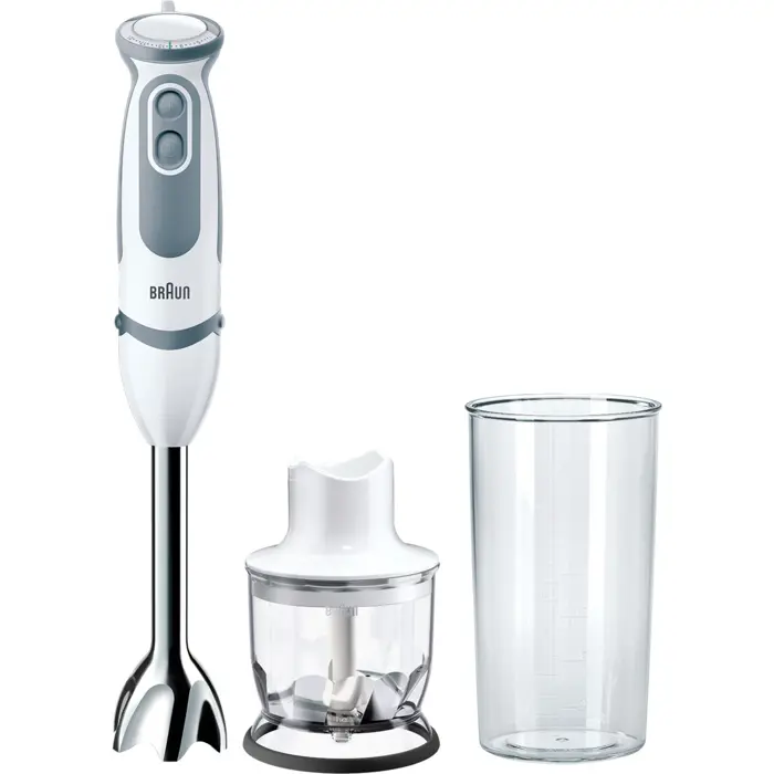 Braun MultiQuick 5 hand blender Vario MQ 5220 (white/grey, 1,000 watts, with chopper)