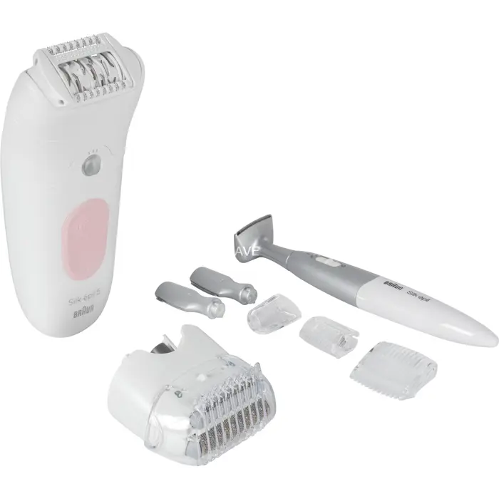 Braun Silk-épil 5-230, epilator white/pink, incl. bikini trimmer, shaving head, trimmer head