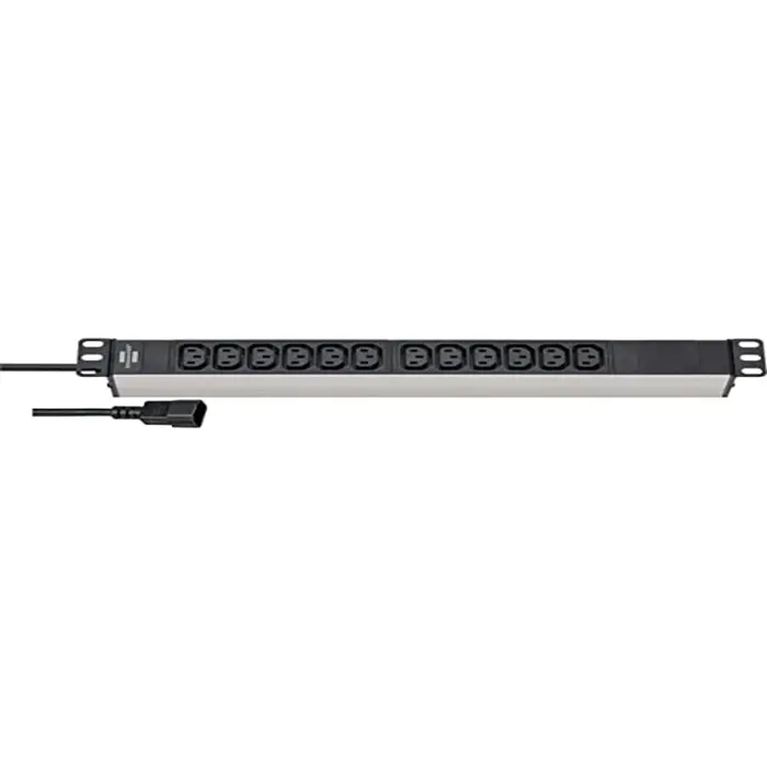 Brennenstuhl Alu-Line 19 12-way, power strip (black/silver, 1U, IEC connector)