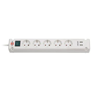 Brennenstuhl Bremounta power strip, 5-way, USB charging function - white 1150660325