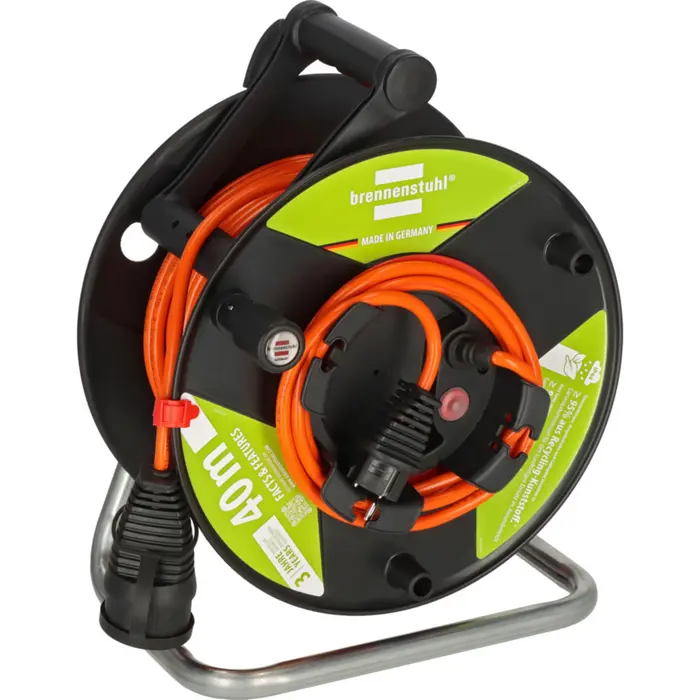 Brennenstuhl Garant G Bretec IP44 garden cable reel, 1 connection (black/orange, 38 + 2 meters)
