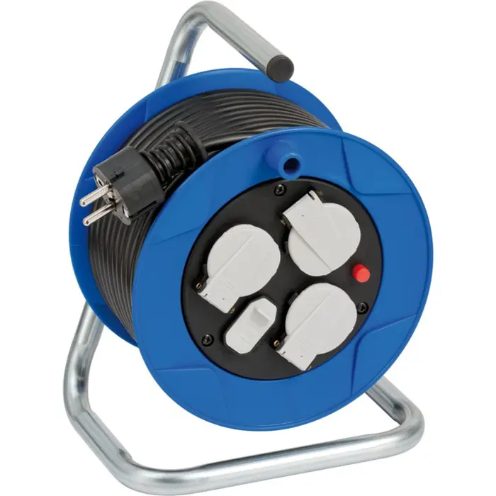 Brennenstuhl Garant Kompakt indoor cable reel, 3-way blue/black, 15 meters, 2x USB