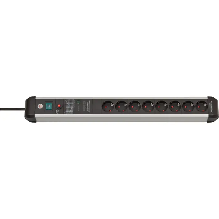 Brennenstuhl Premium-Protect-Line 8-way power strip (black/aluminium, 3 metres, 60,000A surge protection)