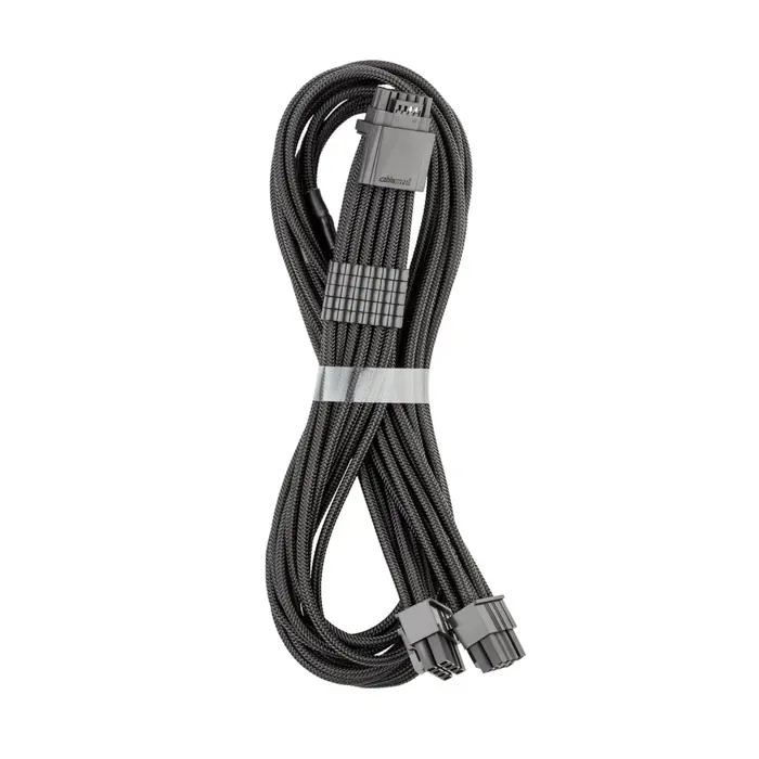CableMod C-Series Pro ModMesh 12V-2x6-Kabel, Sleeved, 16-Pin zu 2x 8-Pin, für Corsair Type 4 und 3 PSUs - schwarz, 60cm-CM-PCSR-16P2-N60KK-5PK-R-SS