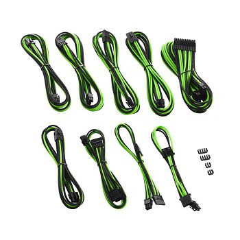CableMod C-Series PRO ModMesh Cable Kit for RMi/RMx/RM (Black Label) - black/light green CM-PCSR-FKIT-NKKLG-R