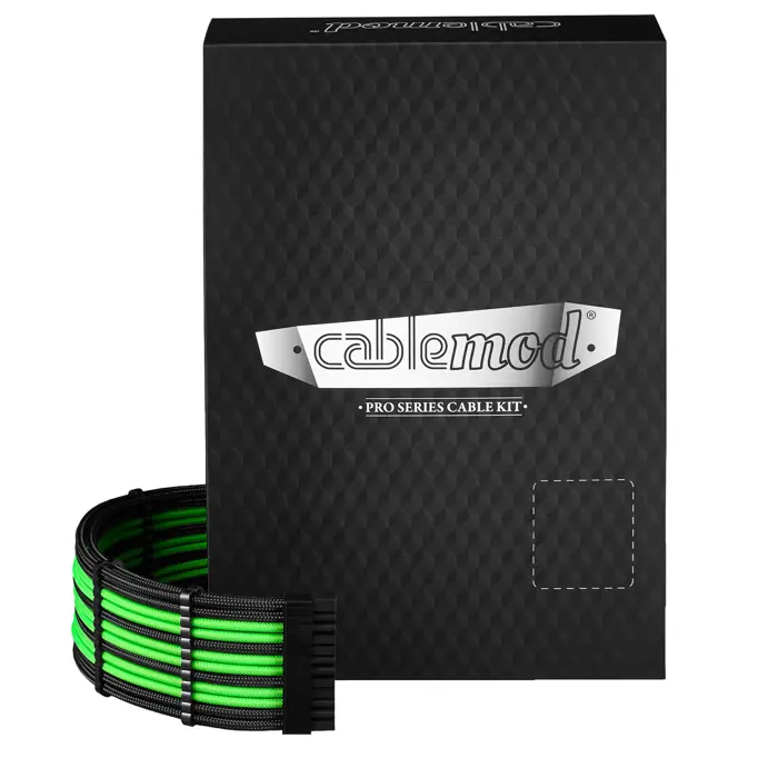 CableMod C-Series Pro ModMesh Sleeved 12V-2x6 12VHPWR Dual StealthSense Cable Kit for Corsair RMi, RMx (Black Label) - schwarz/hell grün-CM-PCSR-16X2KIT-NKKLG-R-SS