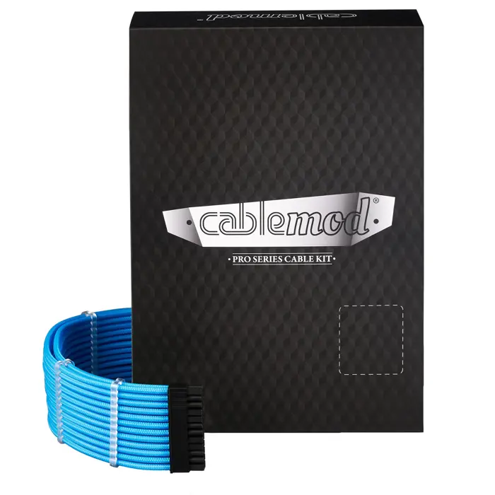 CableMod C-Series Pro ModMesh Sleeved 12V-2x6 12VHPWR Dual StealthSense Cable Kit for Corsair RMi, RMx (Black Label) - hell blau-CM-PCSR-16X2KIT-NKLB-R-SS