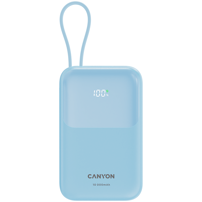 CANYON power bank OnPower 101 built-in cable 10000 mAh PD22.5W Blue