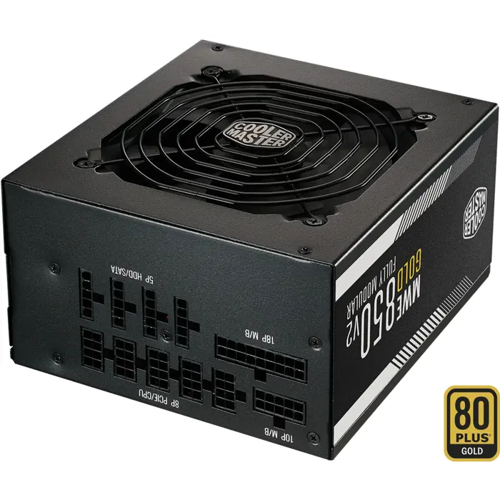Cooler Master MWE 850 V2 Black, PC power supply black, 1x 12-pin high power GPU, 4x PCIe, cable management, 850 watts