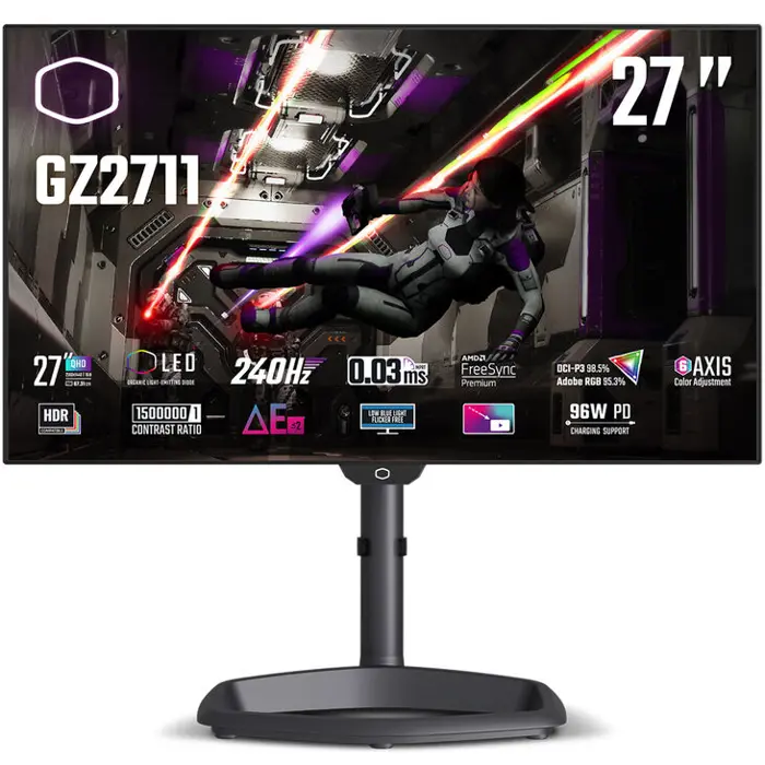 Cooler Master Tempest GZ2711, 68.6 cm (27") 240 Hz, Freesync Premium, OLED - 2x DP, 2x HDMI, 1x USB-C, 2x USB-A