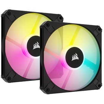 Corsair AF Slim Series RGB PWM Ventilator, 2 komada sa RGB kontrolorom - 120mm, crni CO-9050163-WW