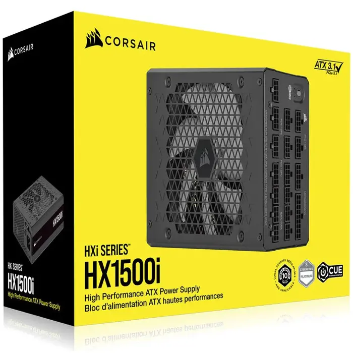 Corsair HXi Series (2025) HX1500i Netzteil 80 PLUS Platinum Netzteil, modular, ATX 3.1, PCIe 5.1 - 1.500 Watt, schwarz-CP-9020309-EU