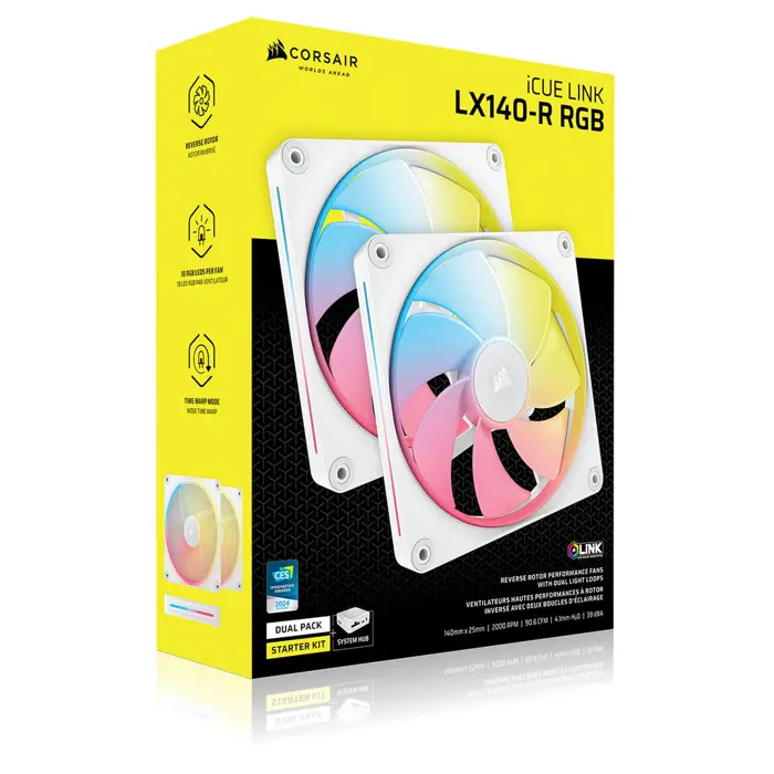 Corsair iCUE Link LX140-R RGB, PWM Lüfter, 2er Pack - 140mm, weiß-CO-9051056-WW