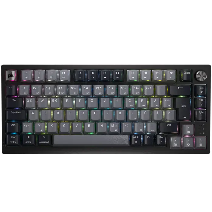 Corsair K65 Plus Wireless TKL Gaming Tastatur, TKL (75%), Corsair MLX Fusion – schwarz, ISO (DE)-CH-91D441F-DE