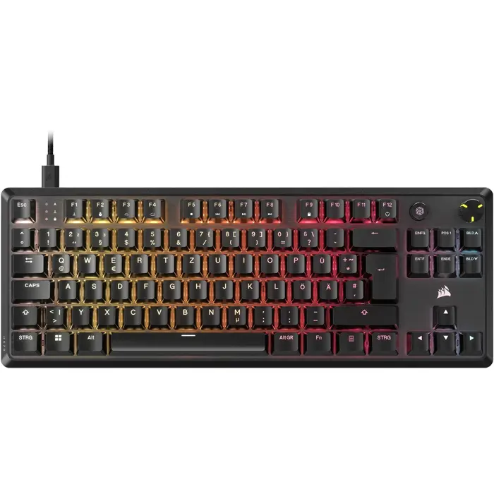 Corsair K70 Core TKL Gaming Tastatur, RGB - schwarz, Corsair MLX Red V2 Switches-CH-911911E-DE