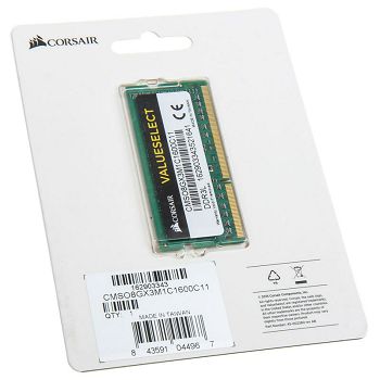 Corsair SO-DIMM ValueSelect, DDR3L-1600, CL11 - 8 GB CMSO8GX3M1C1600C11