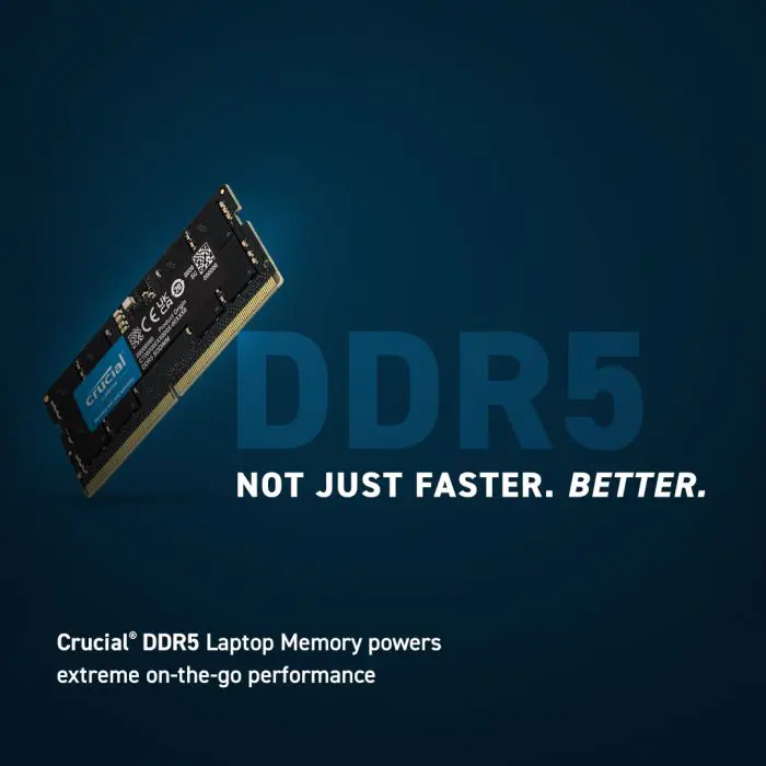 Crucial 32GB DDR5-4800 SODIMM PC5-38400 CL40, 1.1V