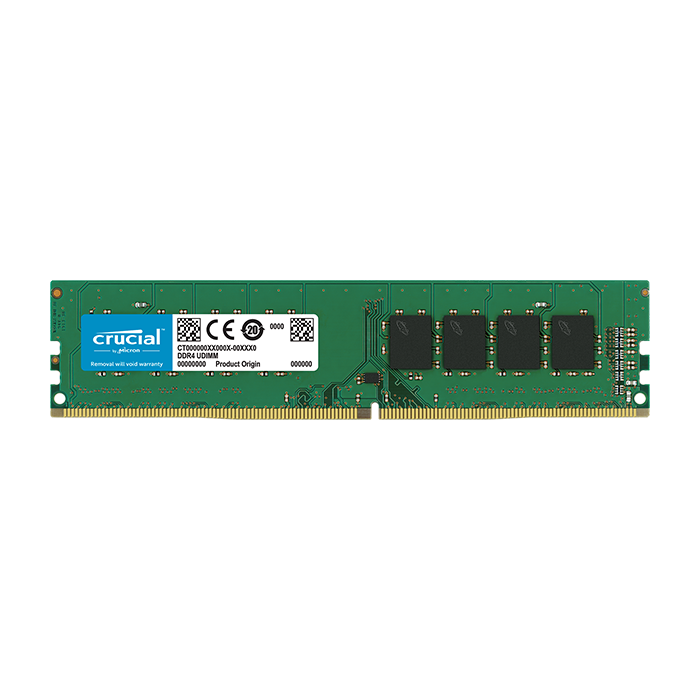 Crucial 8GB DDR4-2400 UDIMM PC4-19200 CL17, 1.2V Single Ranked