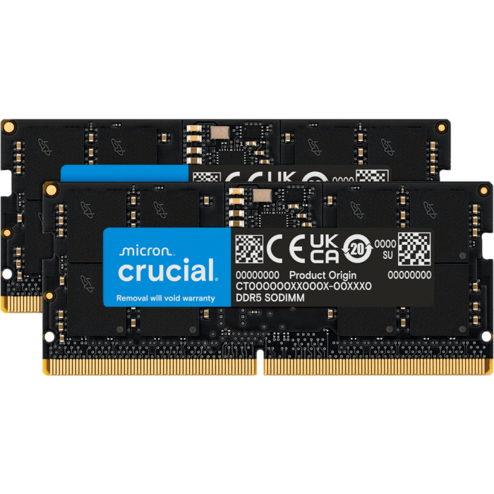 Crucial 96GB Kit (2x48GB) DDR5-5600 SODIMM CL46, 1.1V