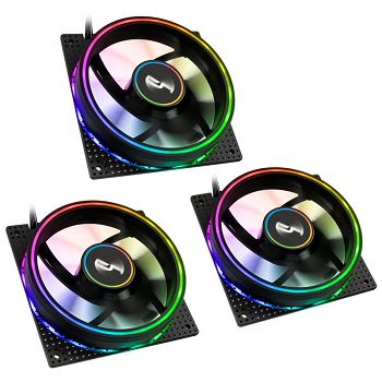 Cryorig Crona S PWM Fan, ARGB, 3 Pack - 120mm, Black CR-XRS3