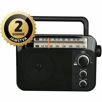 Dartel radio FM, AM, analogni, AC ili klasične baterije, crni RD-18