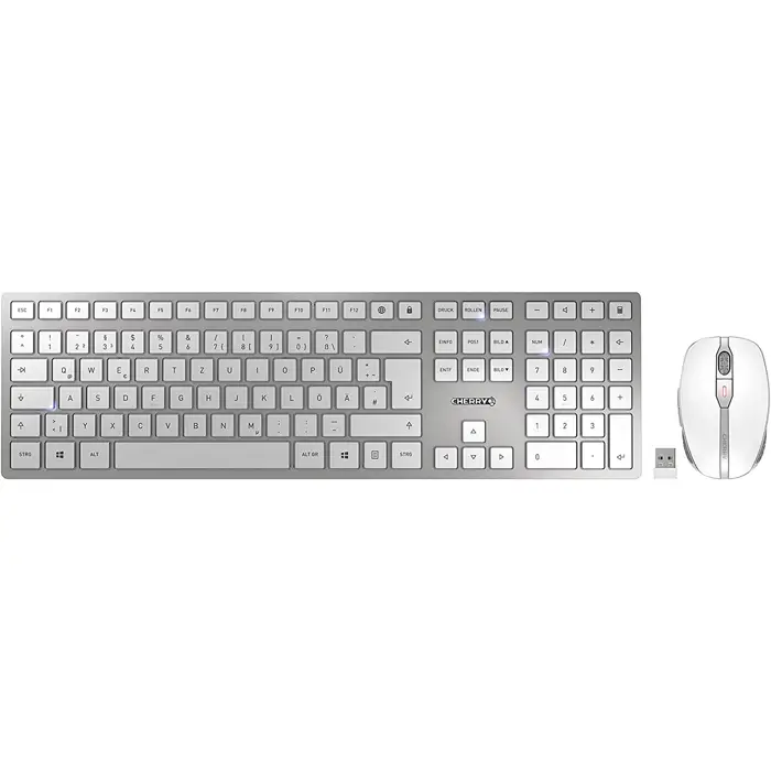 DE layout - CHERRY DW 9100 SLIM, desktop set (white/silver, SX scissor technology)