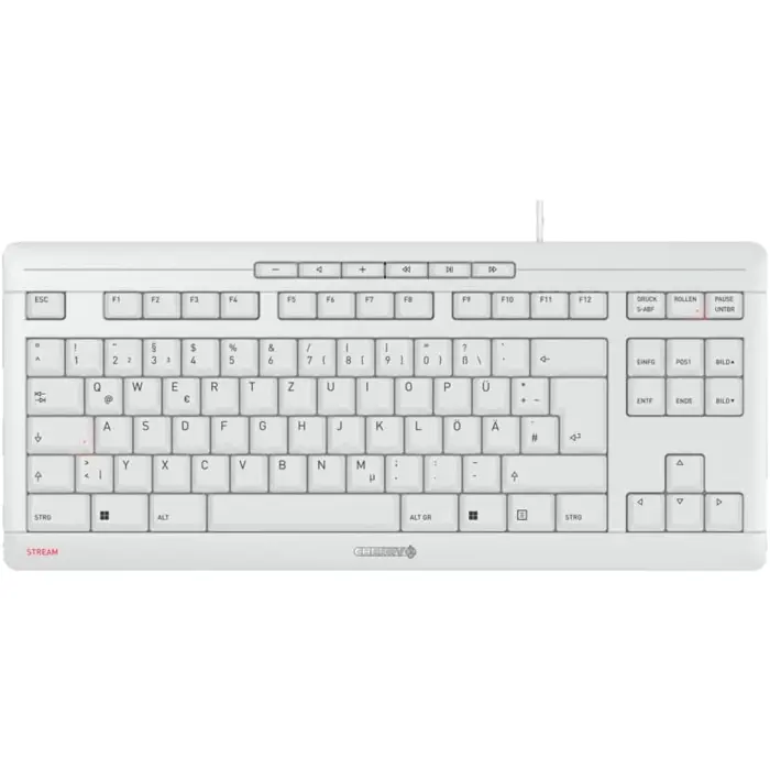DE layout - CHERRY STREAM KEYBOARD TKL, keyboard (white/grey, SX scissor technology)