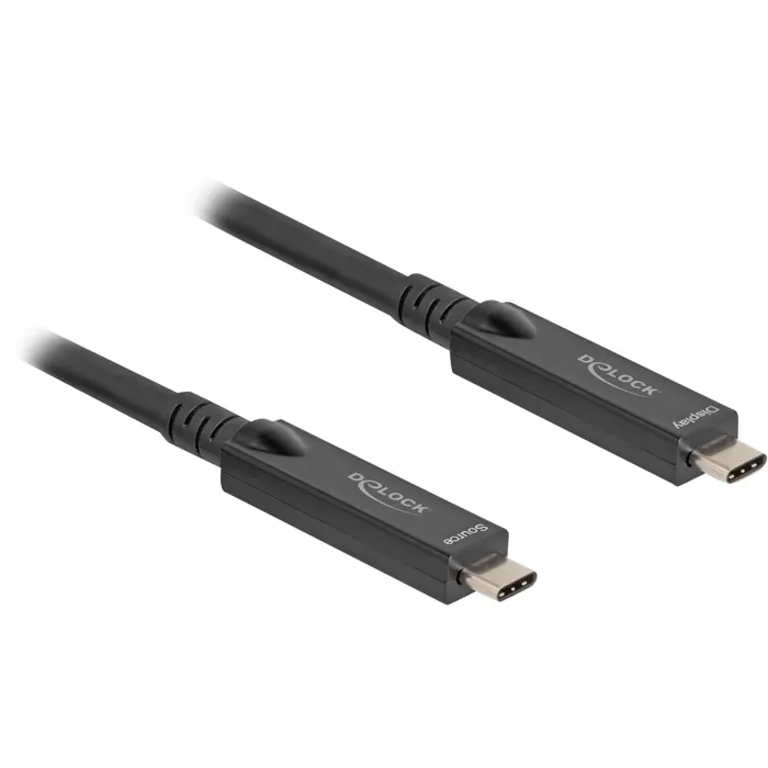 DeLOCK Active Optical USB-C 8K Video + Data + PD Cable Black, 15 Meter, PD 60 Watt