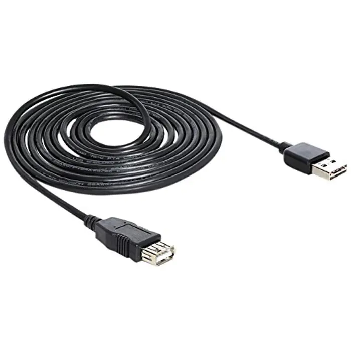 DeLOCK EASY USB2.0 A Plug/Socket - black 5m
