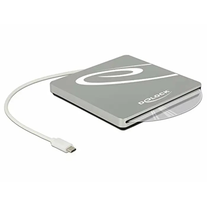 DeLOCK External enclosure for 5.25? Slot-in Slim SATA Drives 9.5 / 12.7 mm to USB Type-C plug, drive enclosure (silver)