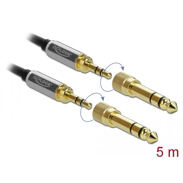 DeLOCK jack 3.5mm St> St screw. 5m - 3Pin> screw adapter