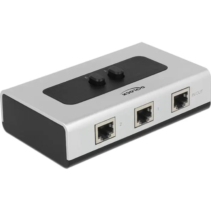 DeLOCK RJ45 Switch - gray / black, 2-port, manual, bidirectional