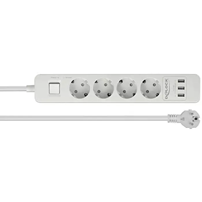 DeLock socket strip 4-way USB white