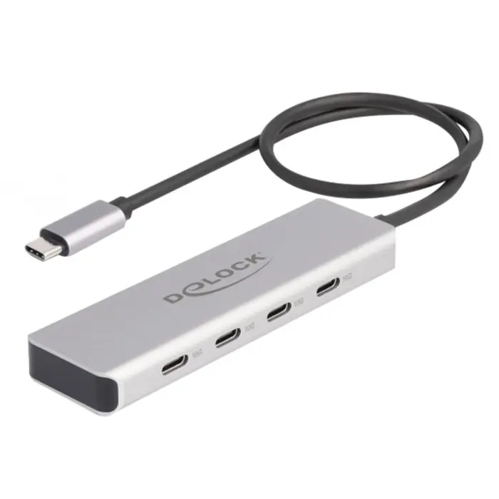 DeLOCK USB 10 Gbps USB Type-C Hub with 4 x USB Type-C socket, USB hub (grey)