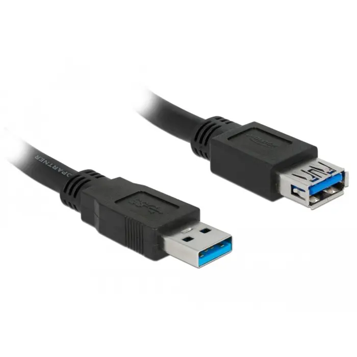 DeLOCK USB 3.2 Gen 1 extension cable, USB-A male > USB-A female (black, 5 meters, SuperSpeed)