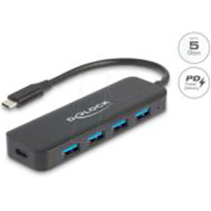 DeLOCK USB-C Hub 4P USB 3.2 Gen 1+ PD - 64170