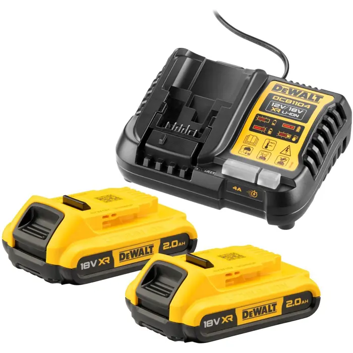 DEWALT starter set battery kit DCB1104D2, 18Volt, charger (yellow/black, 2x Li-ion battery 9.0Ah)