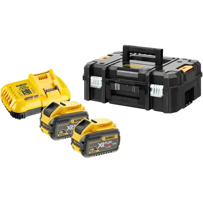DeWALT XR FLEXVOLT AKKU set of 2 (black/yellow, quick charger, 2x battery, T STAK-Box II, battery carrier)